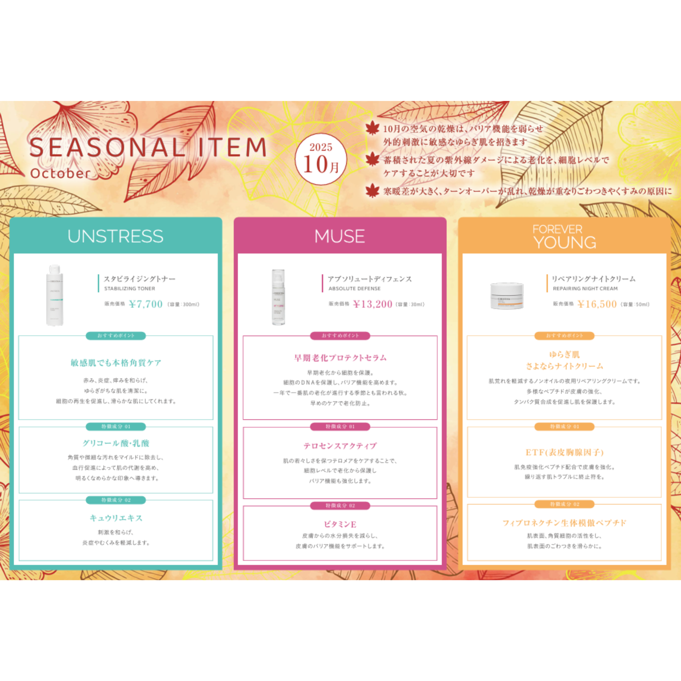 SEASONAL ITEM-10月のおすすめクリスティーナアイテム‐