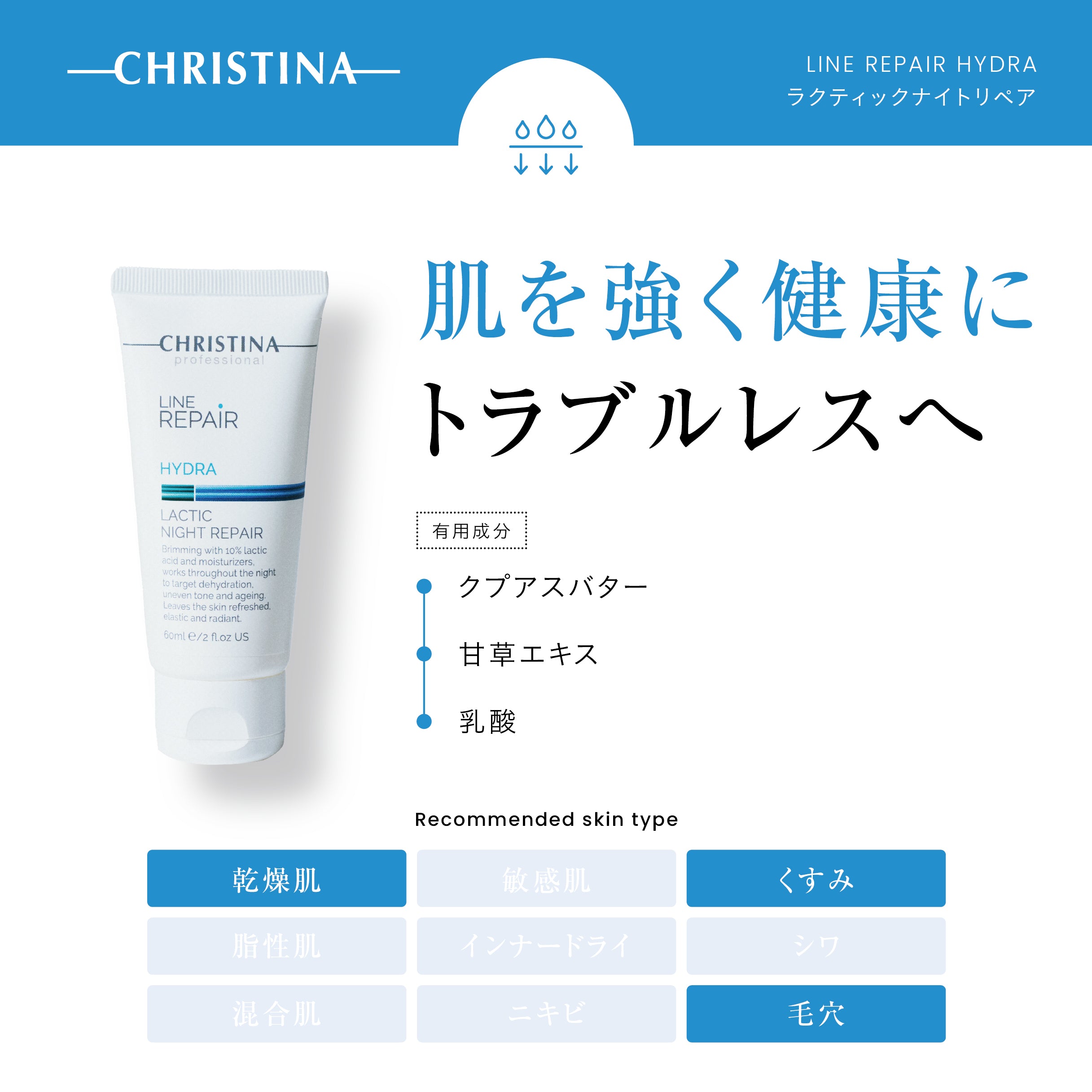 クリスティーナ ハイドラ ラクティックナイトリペア 60ml✕2本セット ラクティックナイトリペア – Rist TOTAL BEAUTY